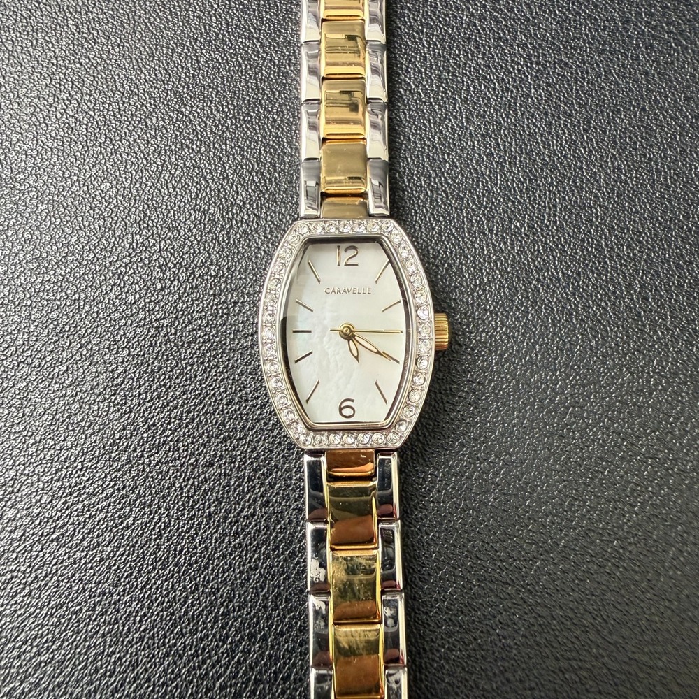 Caravelle by Bulova 45L168 Women's Two Tone Dress Mini Quartz Watch New Battery